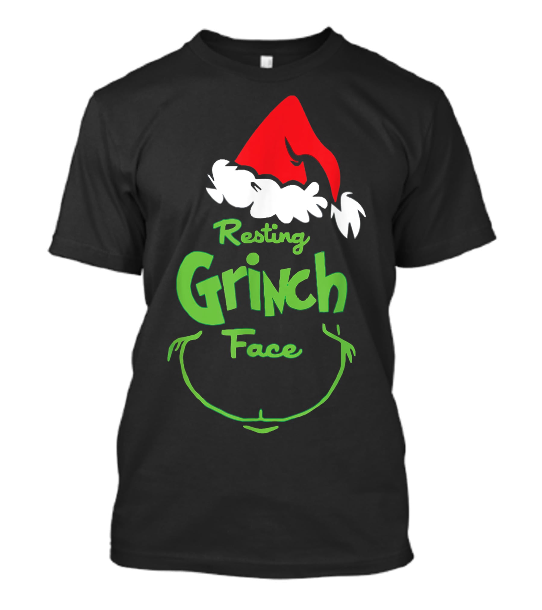 Resting Grinch Face Santa Hat Raglan Baseball T-Shirt