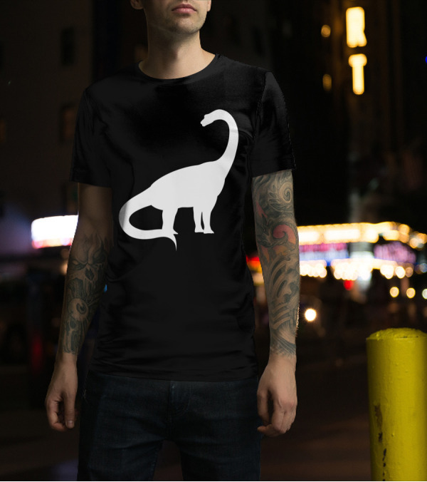 Retro Brachiosaurus Dinosaur Silhouette Classic Minimalist T-Shirt