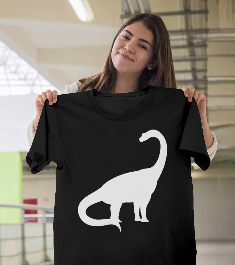 Retro Brachiosaurus Dinosaur Silhouette Classic Minimalist T-Shirt