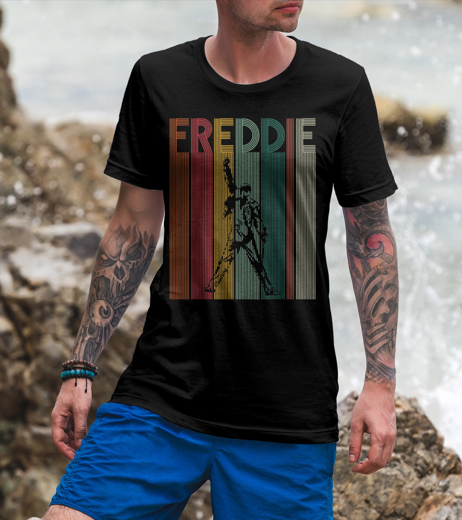 Freddie Mercury Retro Distressed Vintage Line T-Shirt