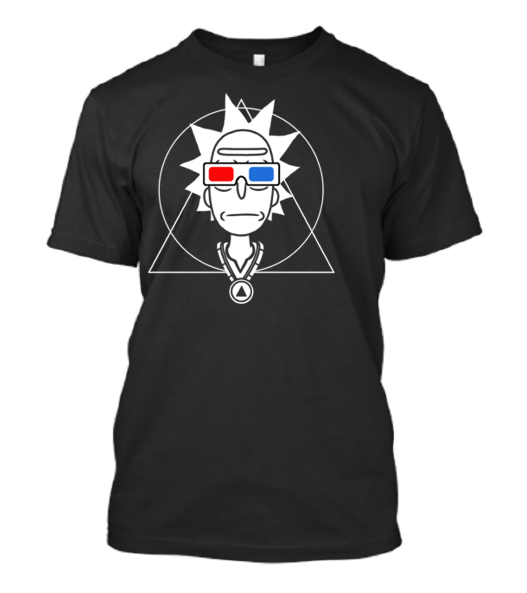 Rick And Morty Spiritual Rick 3D Glasses Geometric Line T-Shirt