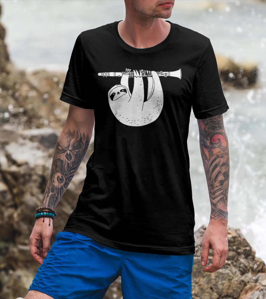 Sloth Hanging On Clarinet T-Shirt