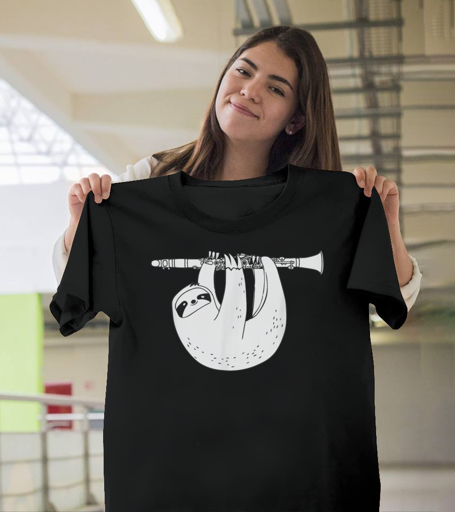 Sloth Hanging On Clarinet T-Shirt