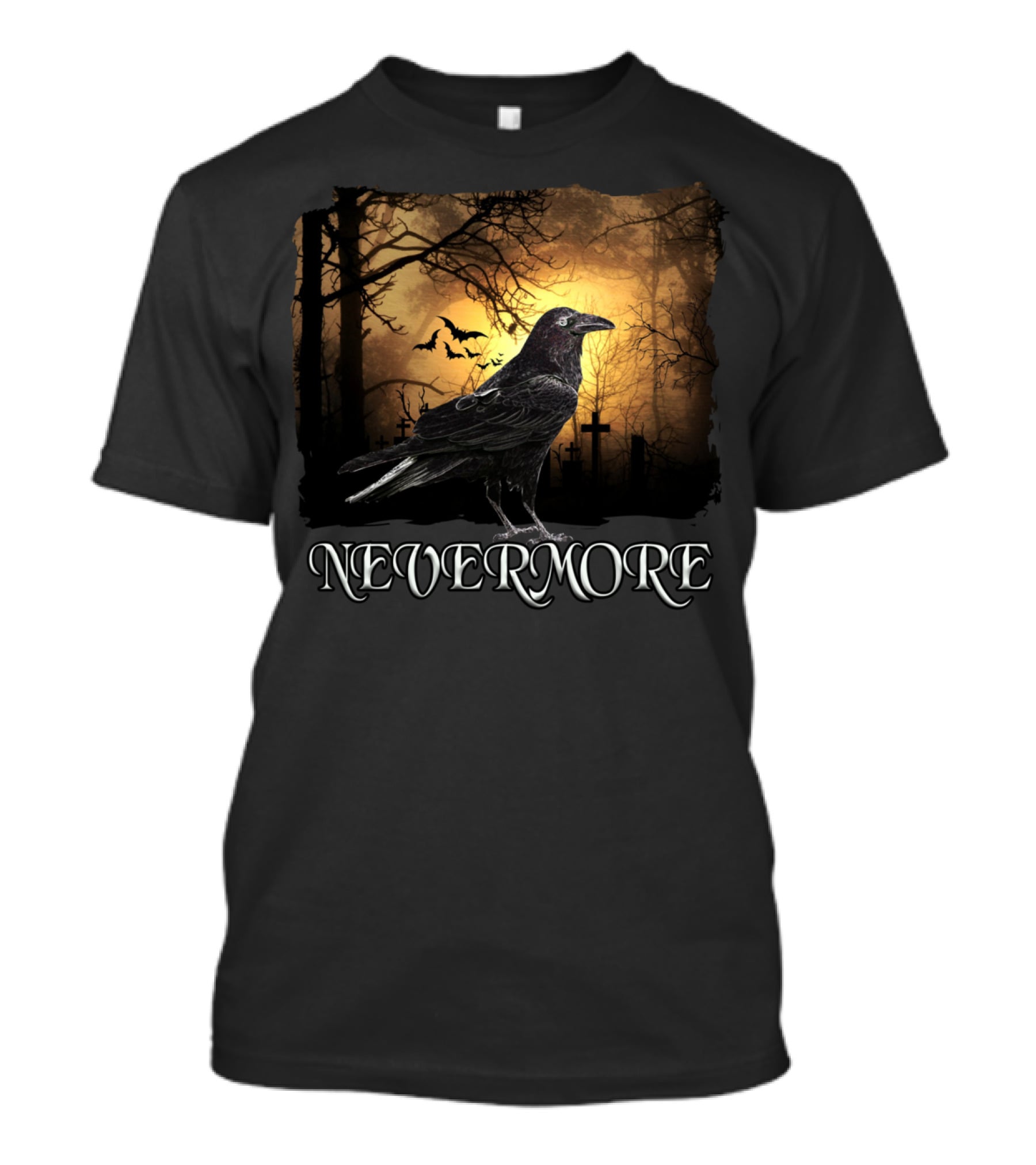 Nevermore Raven Spooky Creepy Edgar Allan Poe T-Shirt