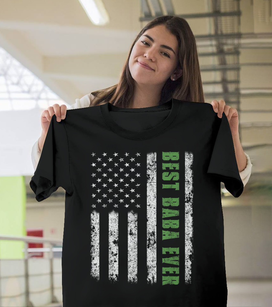 Best Baba Ever American Flag Papa Father USA T-Shirt