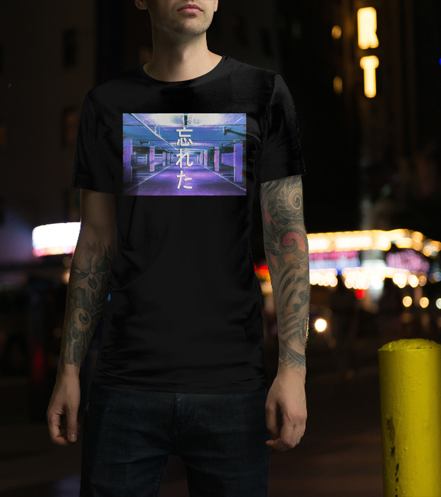 Forgotten Vaporwave Aesthetic Underground Parking Scene Japanese Text T-Shirt