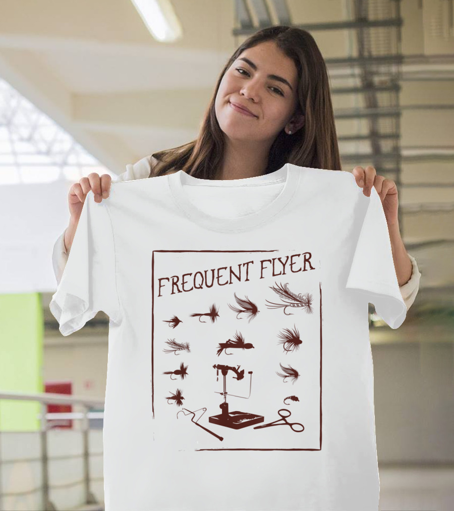 Frequent Flyer Fly Fishing Tying Gear And Flies Sketch T-Shirt