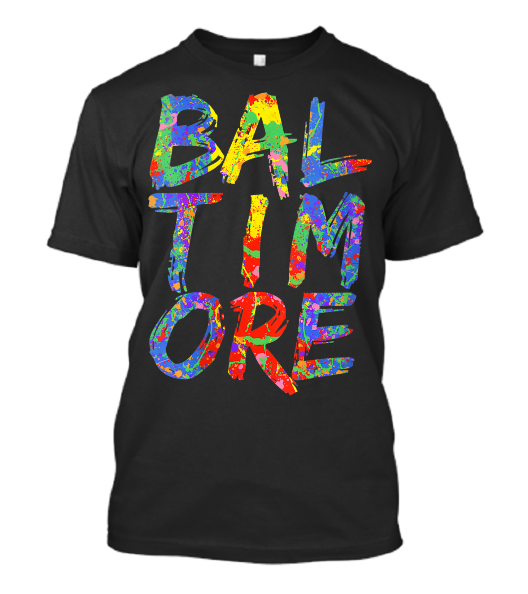 Baltimore Colorful Rainbow Paint Splash Effect T-Shirt