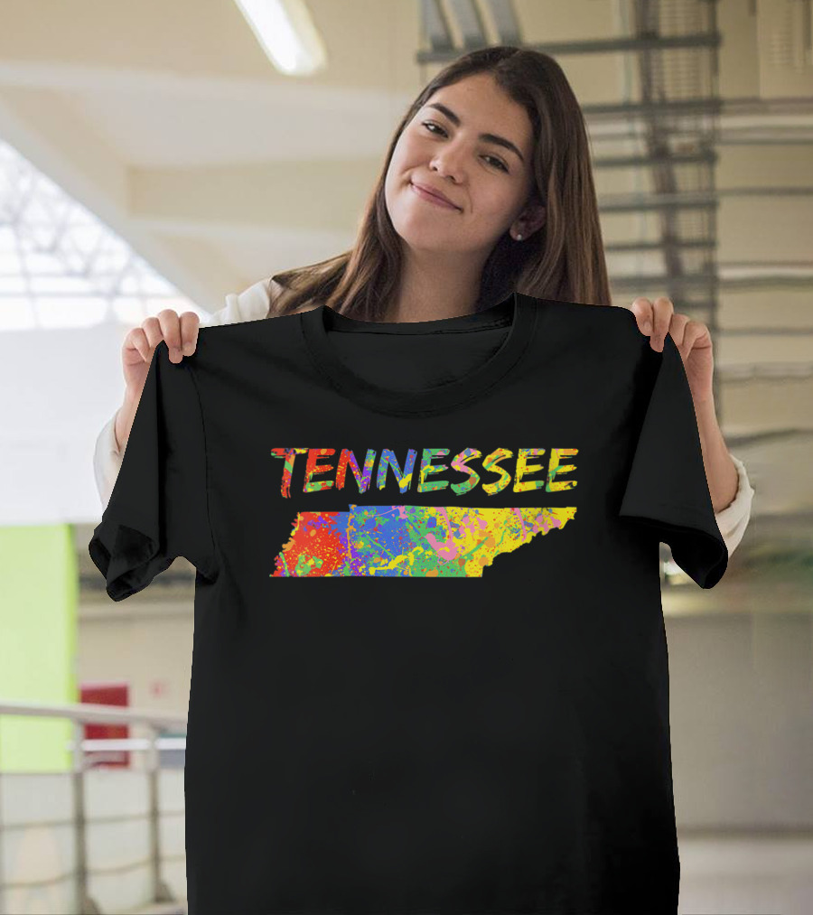 Tennessee Colorful State Outline Brush Stroke T-Shirt