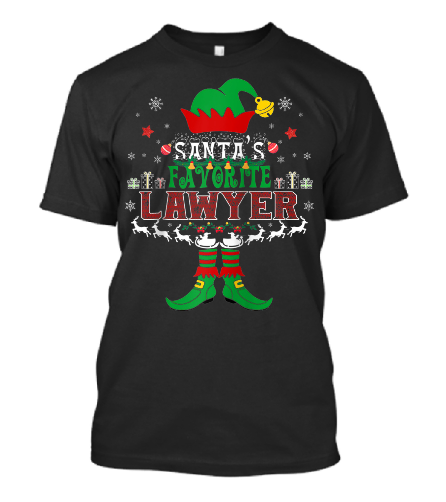 Santa's Favorite Lawyer Festive Elf Reindeer Snowflakes T-Shirt