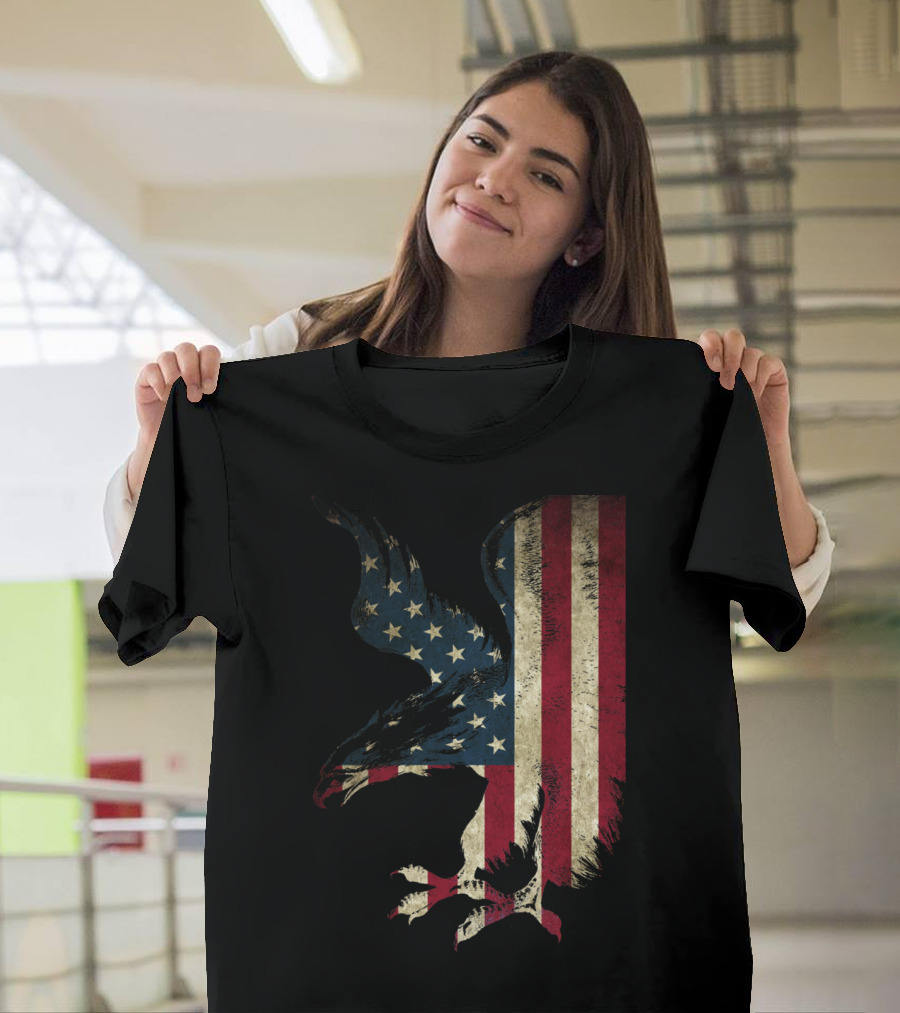 American Patriot Freedom Bald Eagle USA Flag T-Shirt