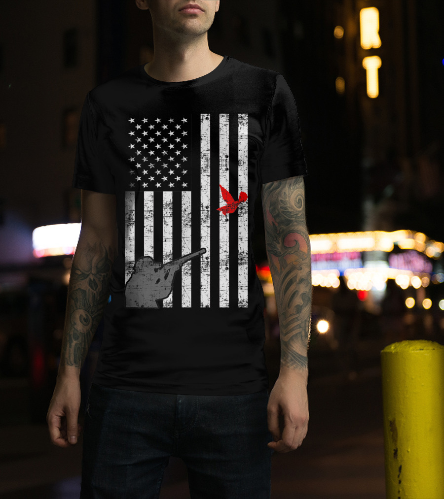 American Flag Bird Hunter Trapping USA Loyal Hunter T-Shirt