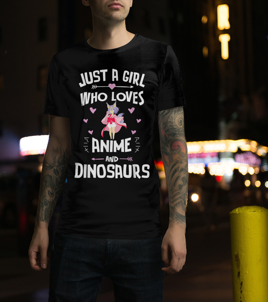 Just A Girl Who Loves Anime And Dinosaurs T-Shirt