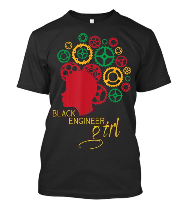 Black Engineer Girl Afro Gears T-Shirt