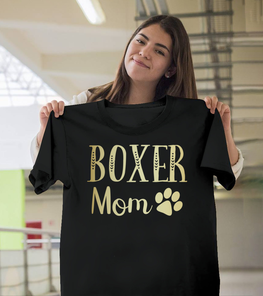 Boxer Mom Funny Dog Lovers Owner Womens Girls Paw Prints T-Shirt