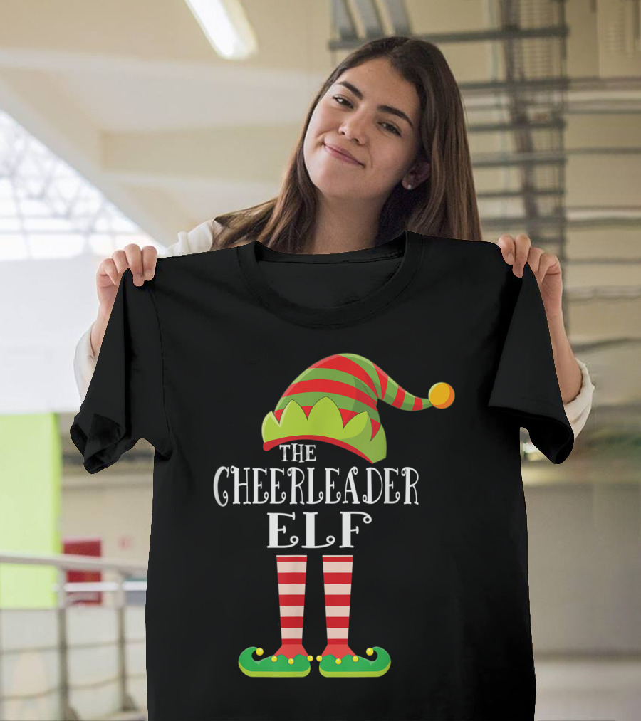 The Cheerleader Elf Matching Family Group Festive Holiday T-Shirt