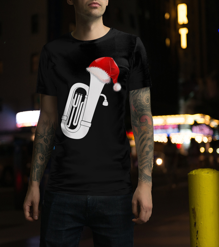 Christmas Tuba Santa Band Players Festive Holiday Instrument T-Shirt