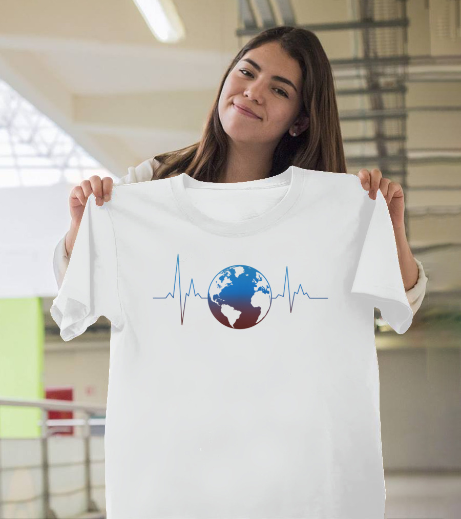Climate Change Earth Heartbeat Monitor T-Shirt