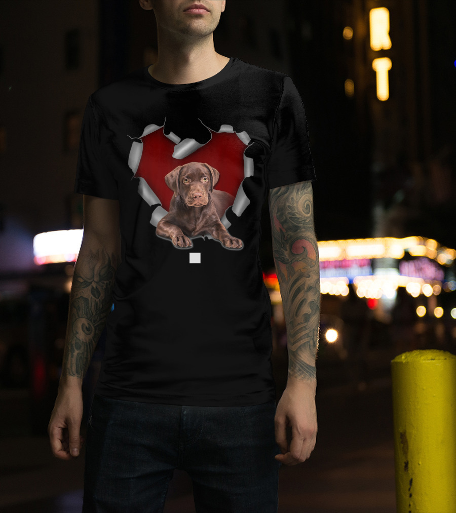 Cute Torn Heart Labrador Retriever Dog T-Shirt