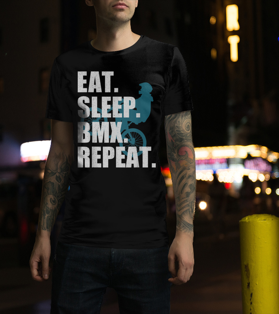 Eat Sleep BMX Repeat Funny Vintage BMX Rider T-Shirt