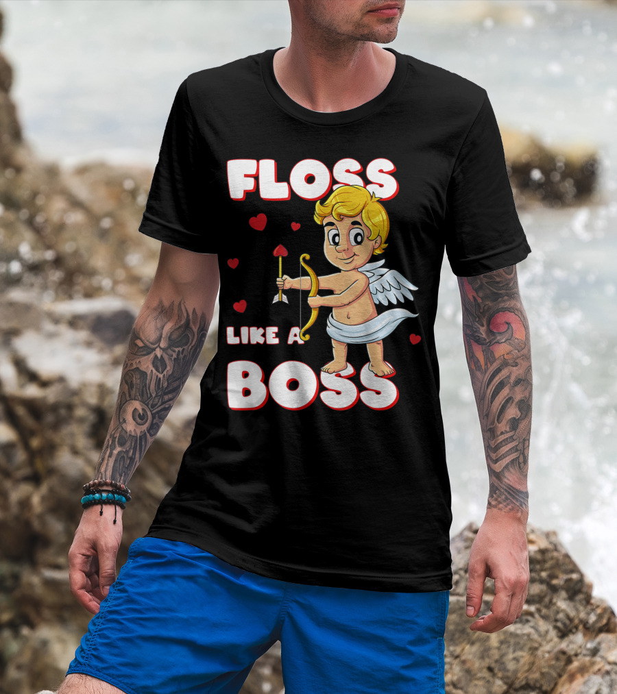 Floss Like A Boss Cupid Valentine's Day Bow Arrow Hearts T-Shirt