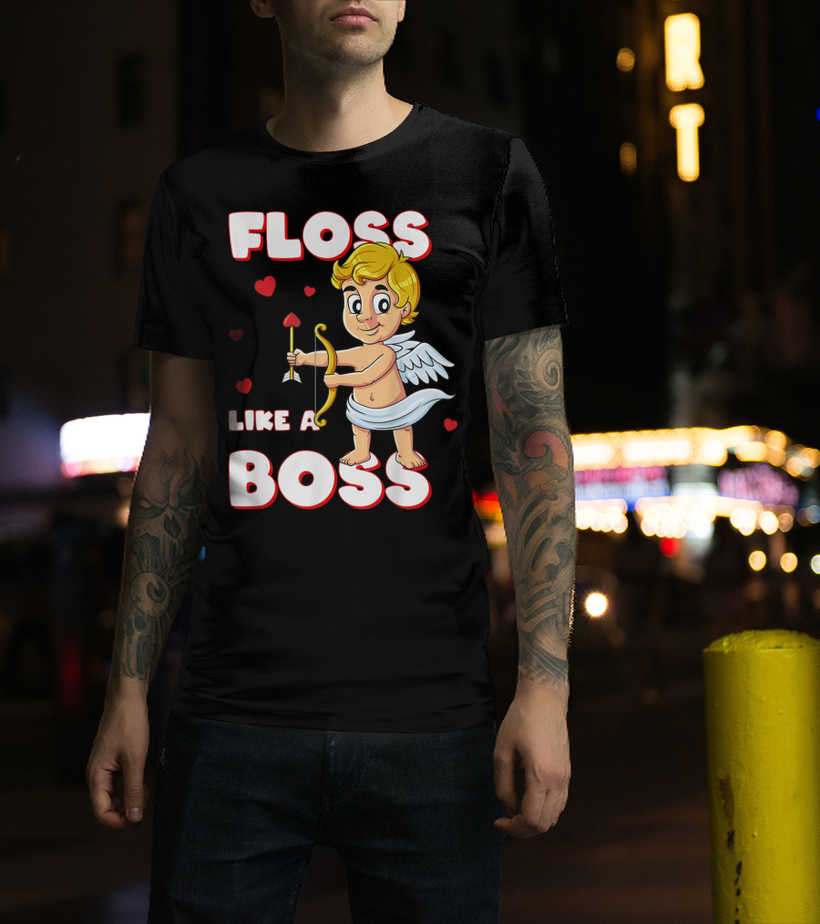 Floss Like A Boss Cupid Valentine's Day Bow Arrow Hearts T-Shirt