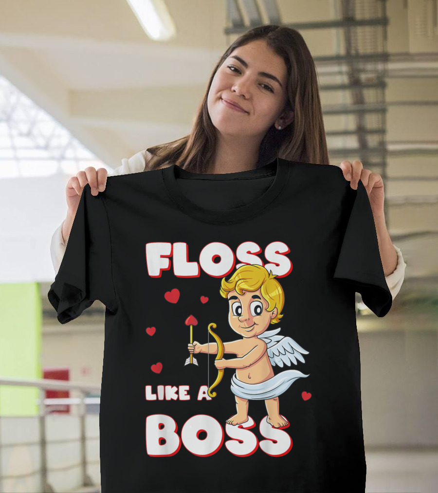 Floss Like A Boss Cupid Valentine's Day Bow Arrow Hearts T-Shirt