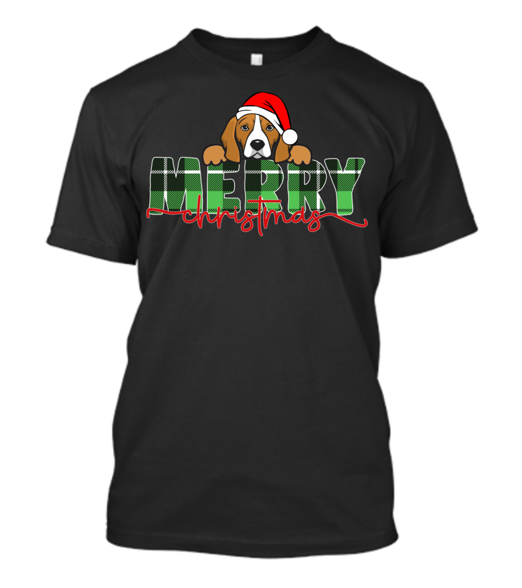 Merry Christmas Funny Beagle Santa Hat T-Shirt