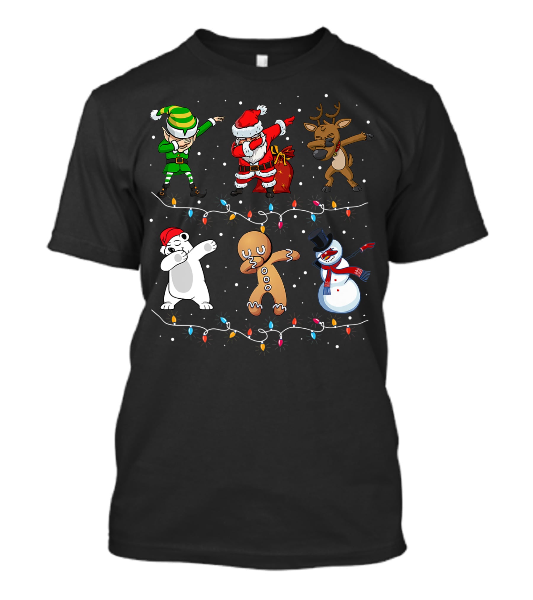 Funny Dabbing Santa Elf Reindeer Polar Bear Gingerbread Snowman T-Shirt