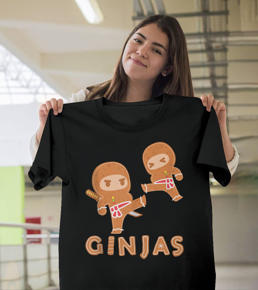 Ginjas Gingerbread Ninja Character Kung Fu Kicks T-Shirt
