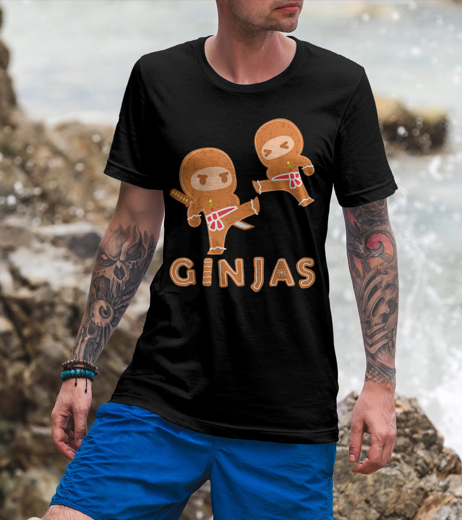 Ginjas Gingerbread Ninjas Fun Cookie Martial Arts Characters T-Shirt