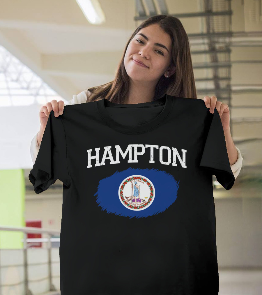 Hampton Virginia State Flag Vintage USA Sports T-Shirt