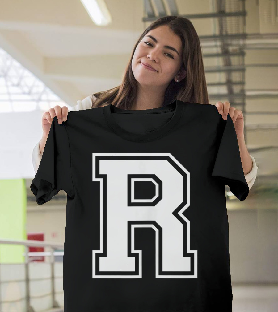 R Name Initial Old School Style Letter T-Shirt