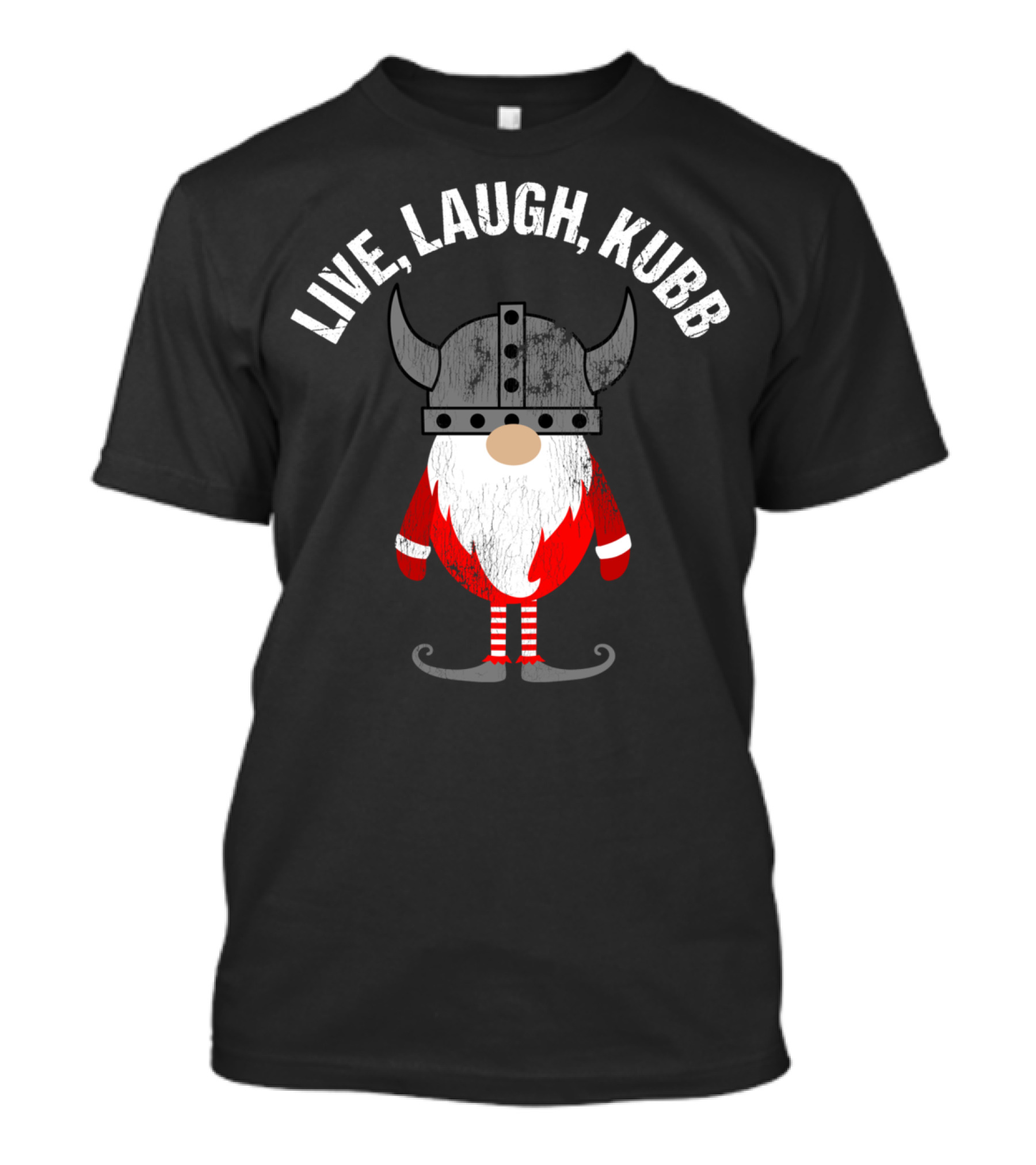 Live Laugh Kubb Tomte Funny Viking Gnome With Horned Helmet T-Shirt