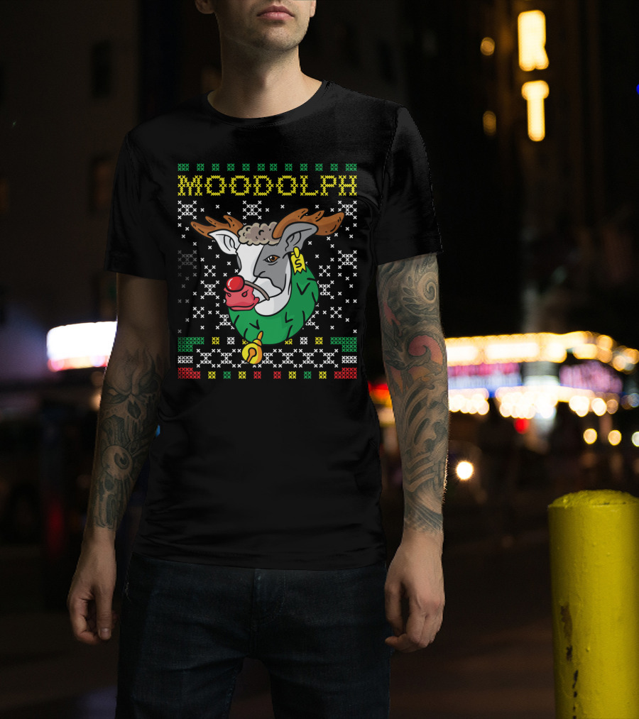 Moodolph Moo Cow Reindeer Christmas Holiday T-Shirt