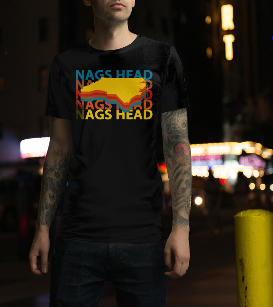 Nags Head North Carolina Outer Banks Vintage Layered Map T-Shirt