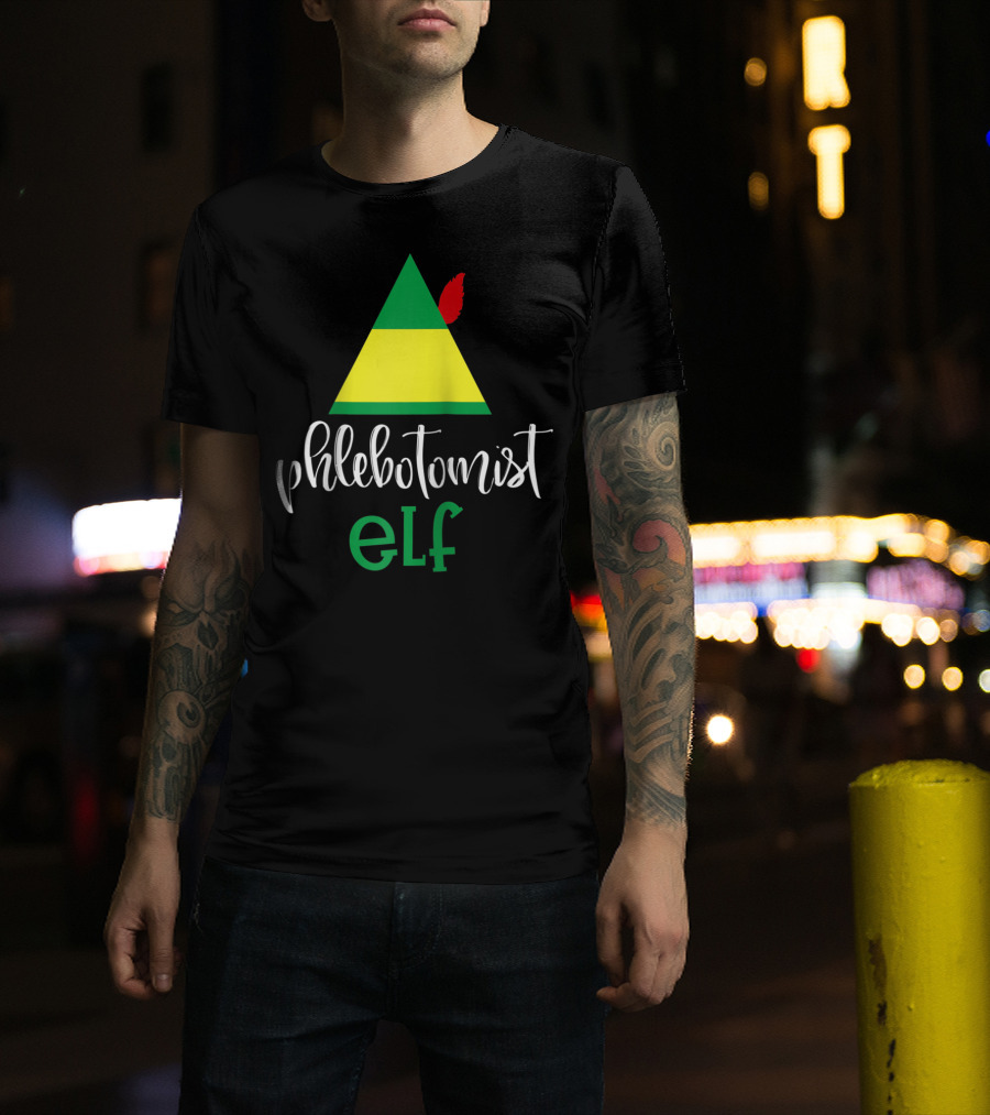 Phlebotomist Elf Christmas Hat Festive Humor T-Shirt