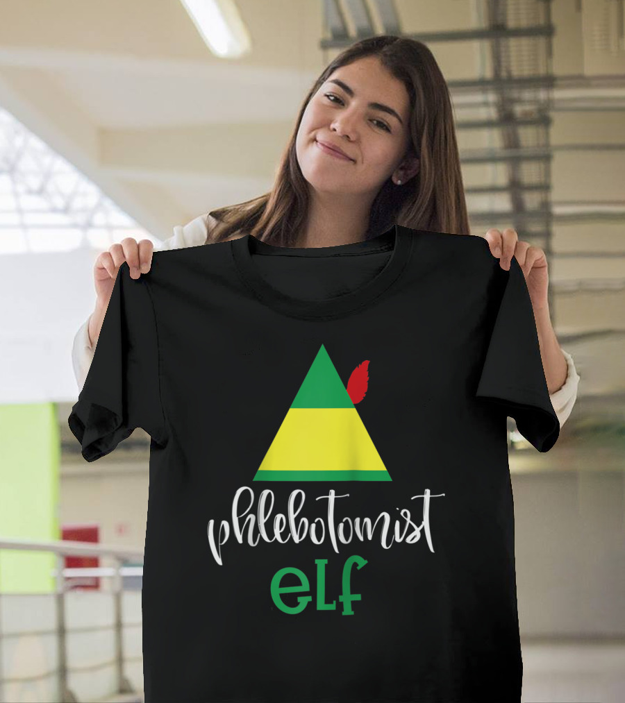 Phlebotomist Elf Christmas Hat Festive Humor T-Shirt