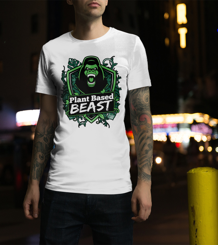 Plant Based Beast Fitness Gorilla Bodybuilding Jungle Strength T-Shirt