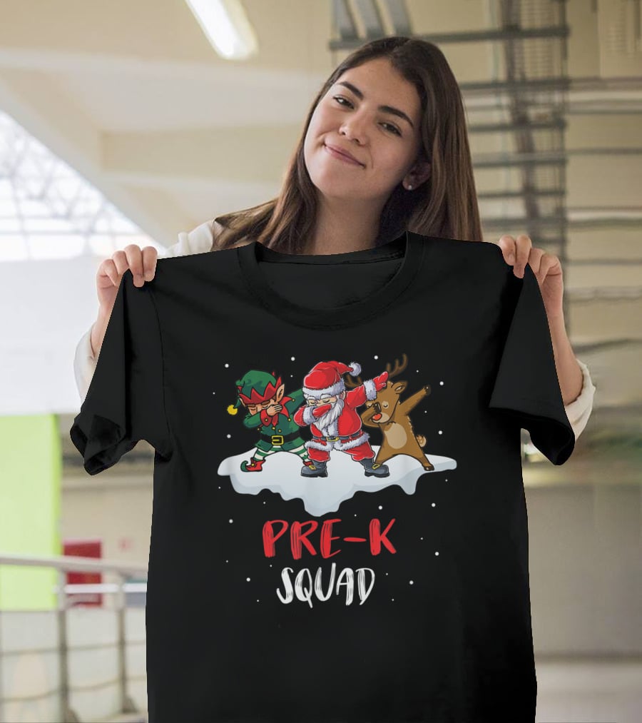 Pre K Squad Santa Elf Reindeer Dabbing T-Shirt
