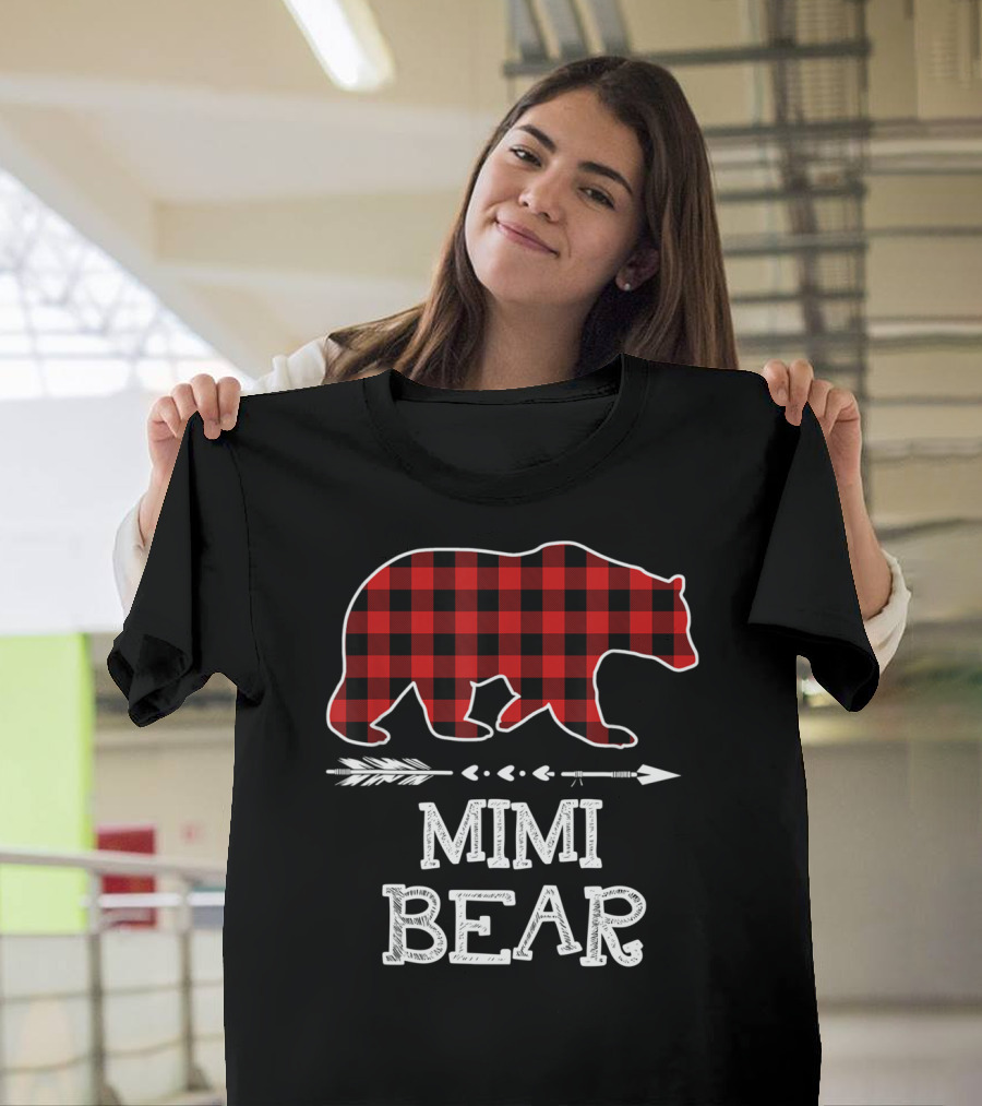 Red Plaid Bear Mimi Arrow T-Shirt