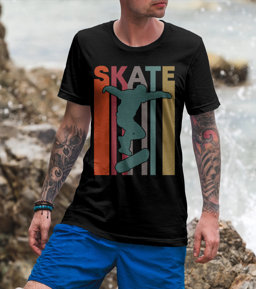 Retro Skate Skateboarder Vintage 70S 80S Skateboarding T-Shirt