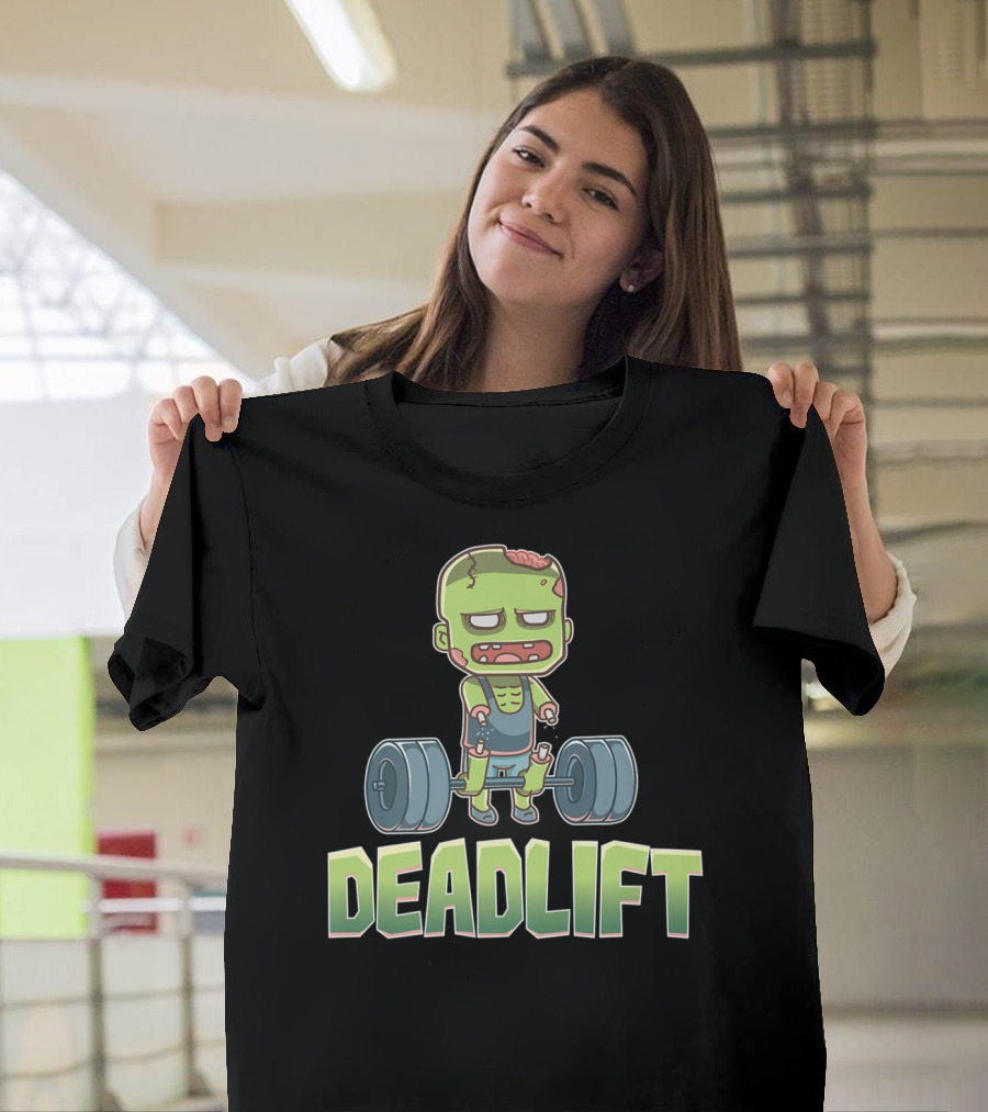 Deadlift Zombie Funny Halloween Gym Workout Cartoon Style Iconic Fitness T-Shirt