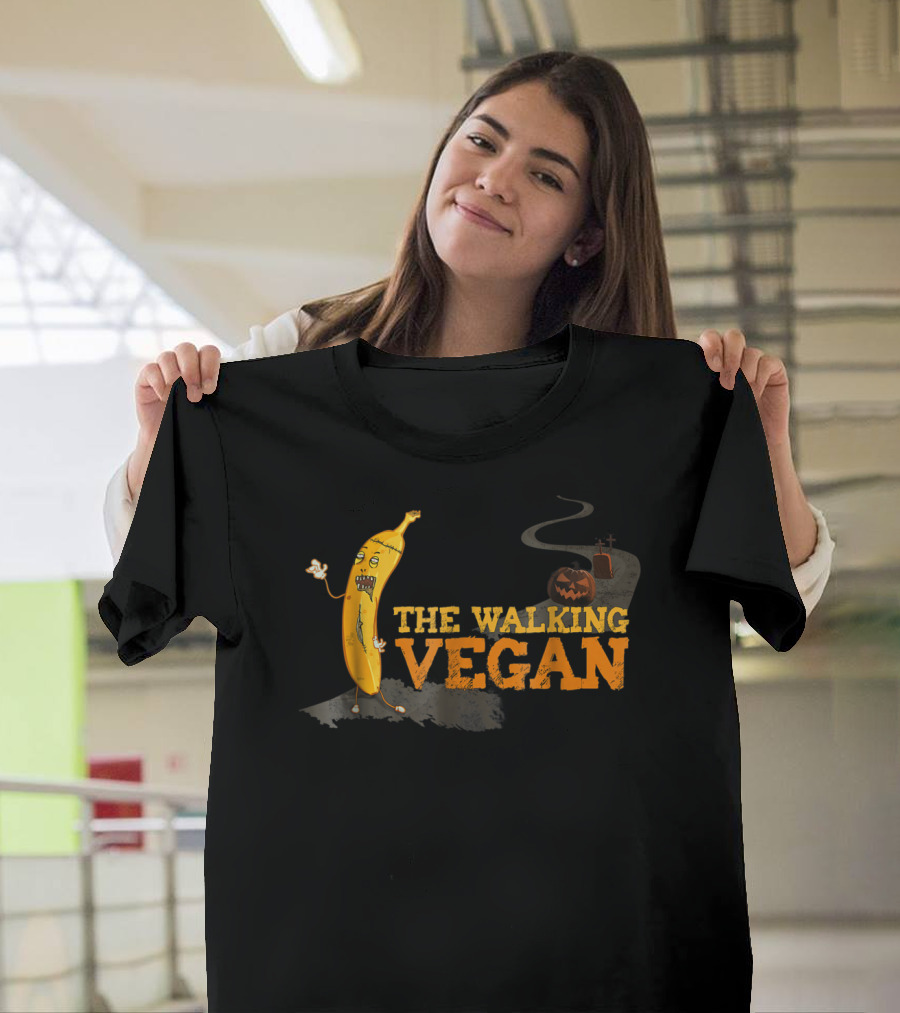 The Walking Vegan Zombie Banana Halloween T-Shirt