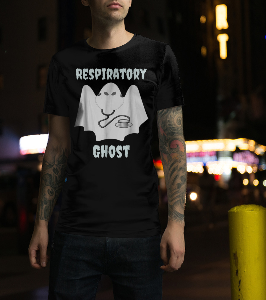 Respiratory Therapist Funny Halloween Ghost With Stethoscope T-Shirt