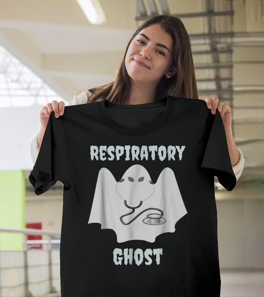 Respiratory Therapist Funny Halloween Ghost With Stethoscope T-Shirt