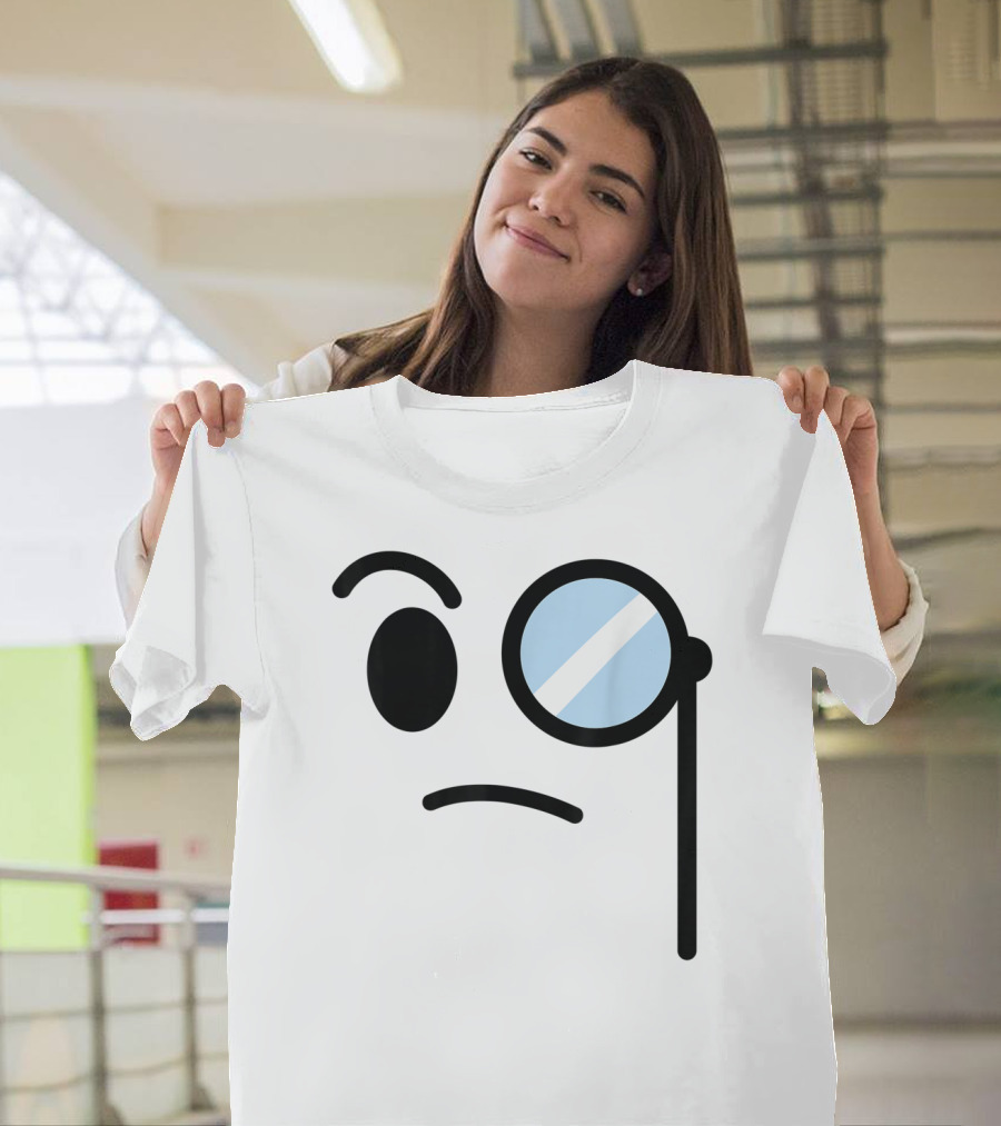 Halloween Monocle Sceptic Emoticon Emoji Costume T-Shirt
