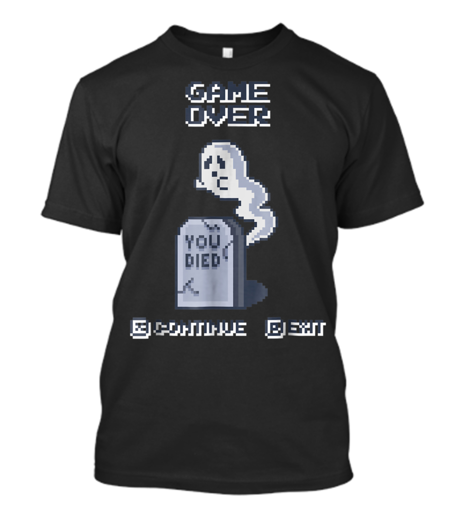 Game Over Funny Ghost Gamer You Died Halloween Pixel T-Shirt