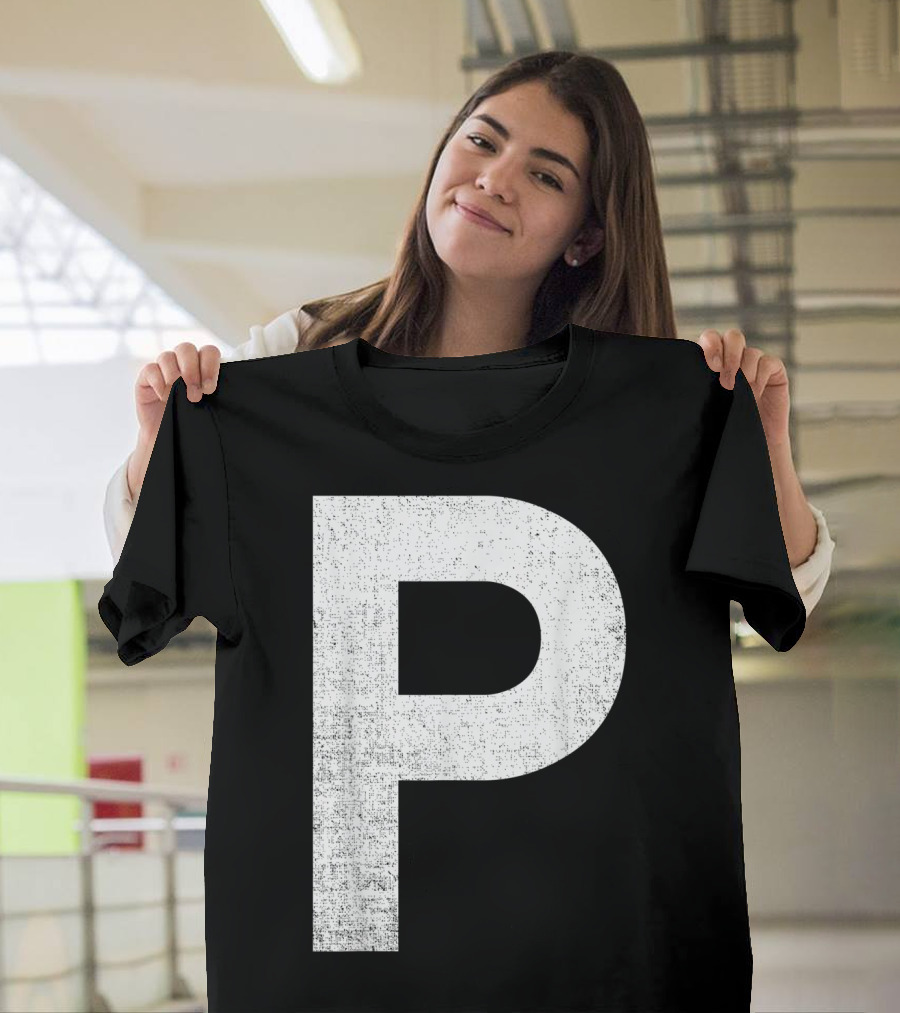 Halloween P Letter Salt And Pepper Matching T-Shirt