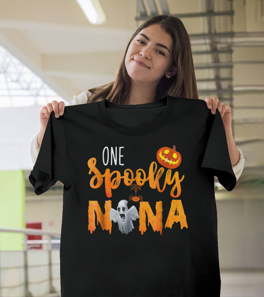 One Spooky Nana Happy Halloween Ghost Pumpkin Spider T-Shirt